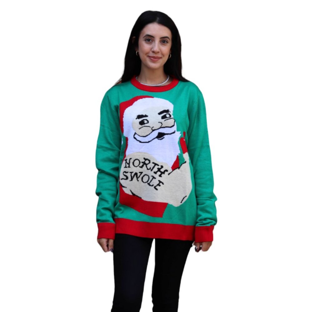 Women’s Bulky Santa North Swole Christmas Sweater